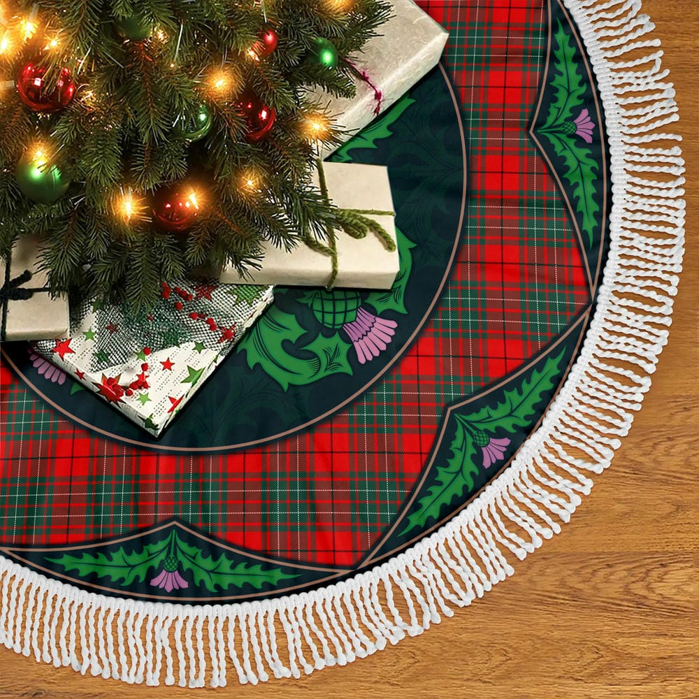 Scottish Cumming Modern Tartan Christmas Tree Skirt Old Scottish Thistle Flower - Image 5