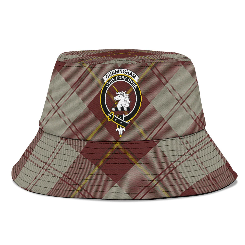 Scottish Cunningham Burgundy Dancers Clan Badge Tartan Bucket Hat - Image 2