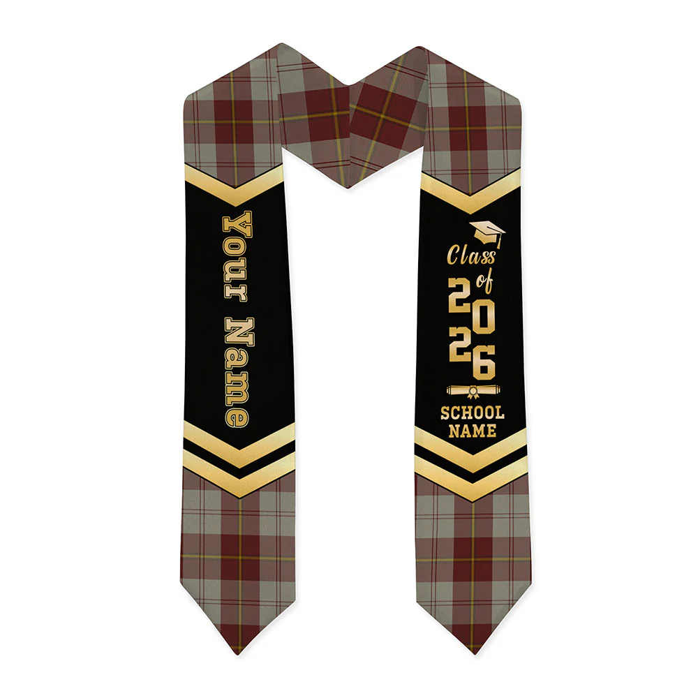 Scottish Cunningham Burgundy Dancers Clan Badge Tartan Graduation Stole Black Gold Honor - Image 3
