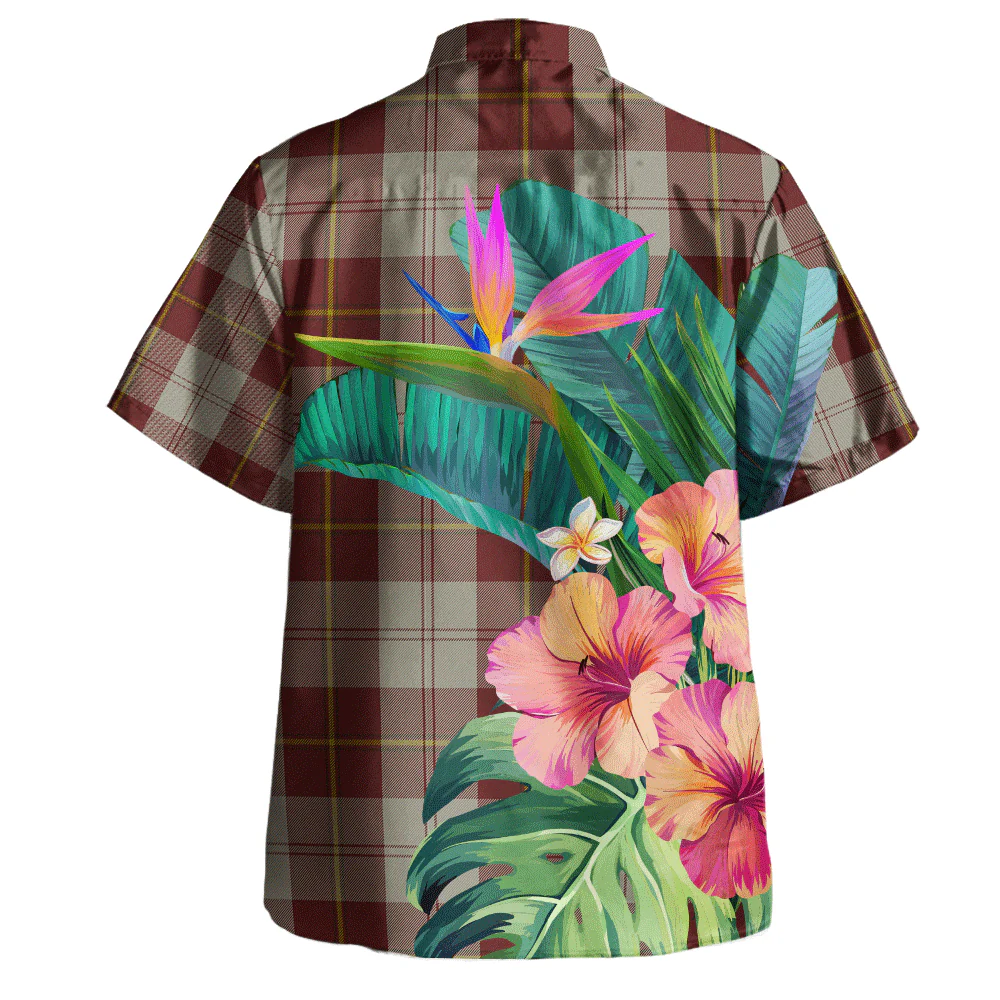 Scottish Cunningham Burgundy Dancers Clan Badge Tartan Hawaiian Shirt Bouquet Tropical Style - Image 4