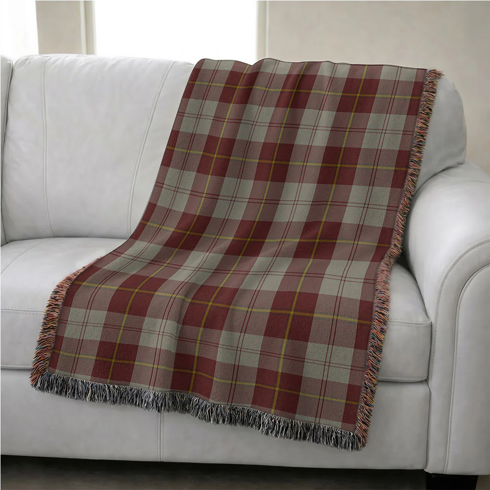 Scottish Cunningham Burgundy Dancers Clan Badge Tartan Woven Blanket - Image 4