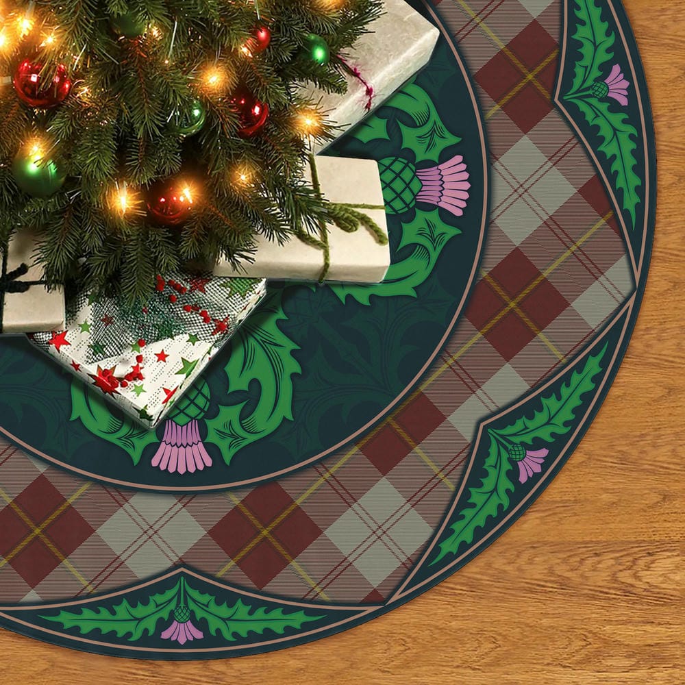 Scottish Cunningham Burgundy Dancers Tartan Christmas Tree Skirt Old Scottish Thistle Flower - Image 2