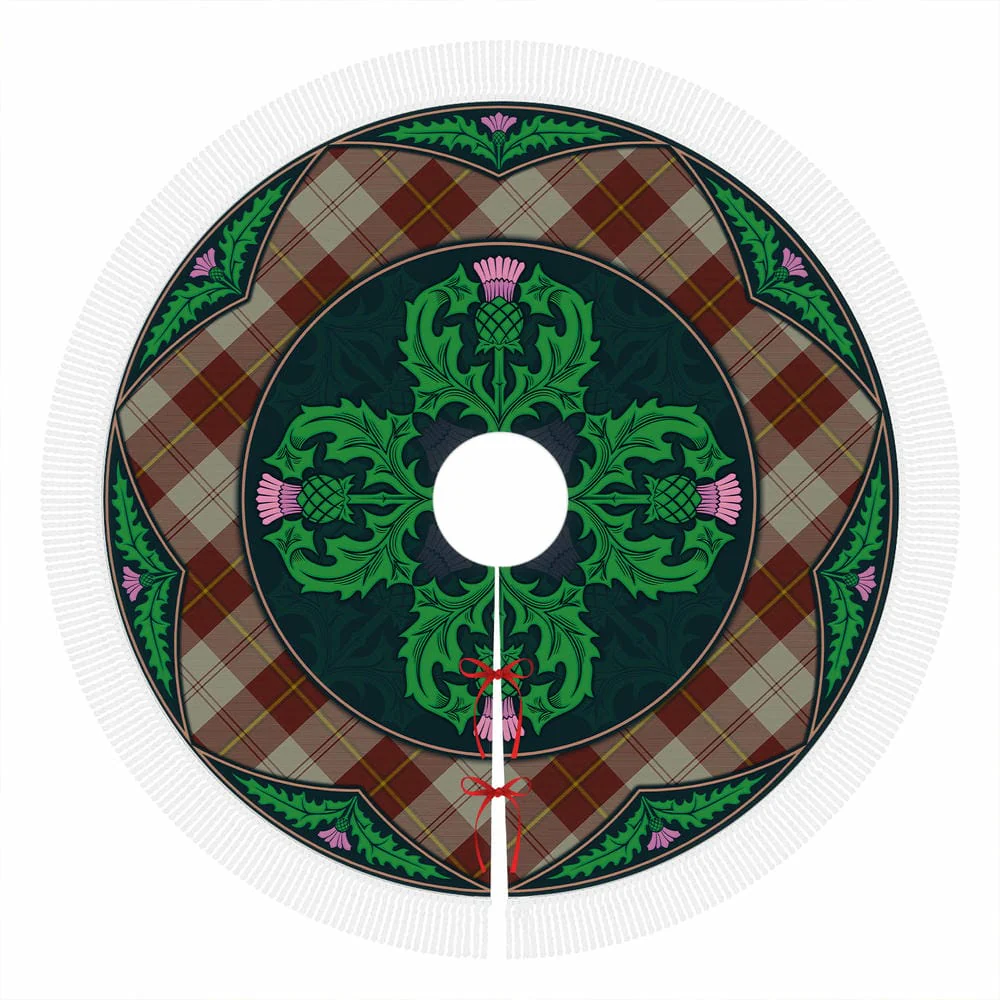 Scottish Cunningham Burgundy Dancers Tartan Christmas Tree Skirt Old Scottish Thistle Flower - Image 4