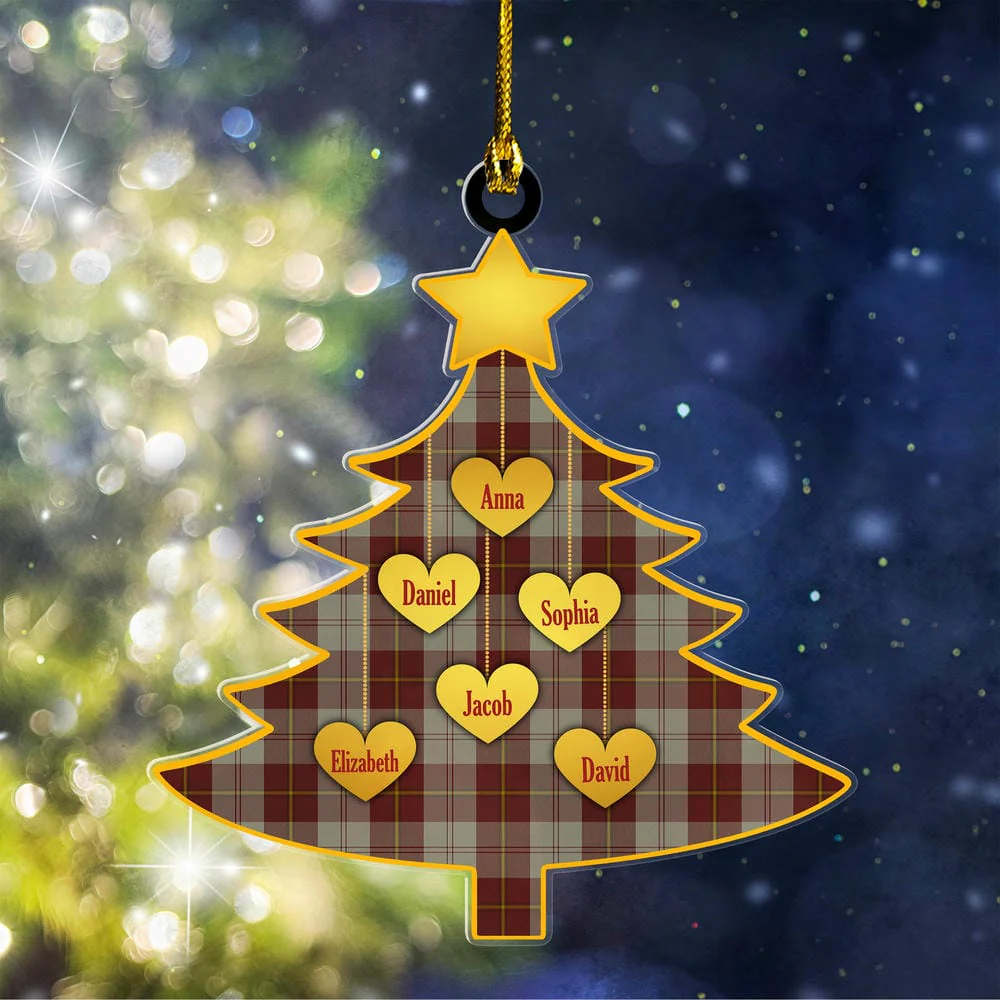 Scottish Cunningham Burgundy Dancers Tartan Ornament Custom Family Christmas Tree
