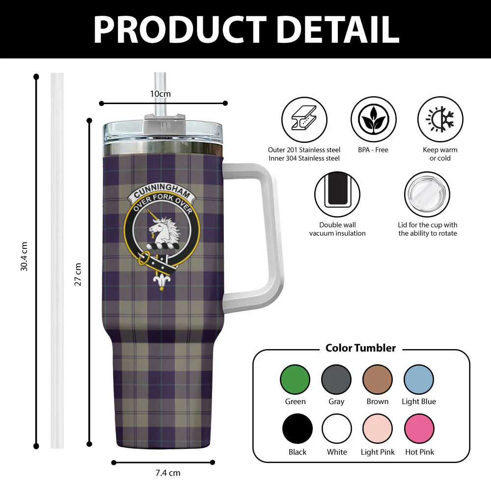 Scottish Cunningham Dress Blue Dancers Clan Badge Tartan 40oz Tumbler - Image 2