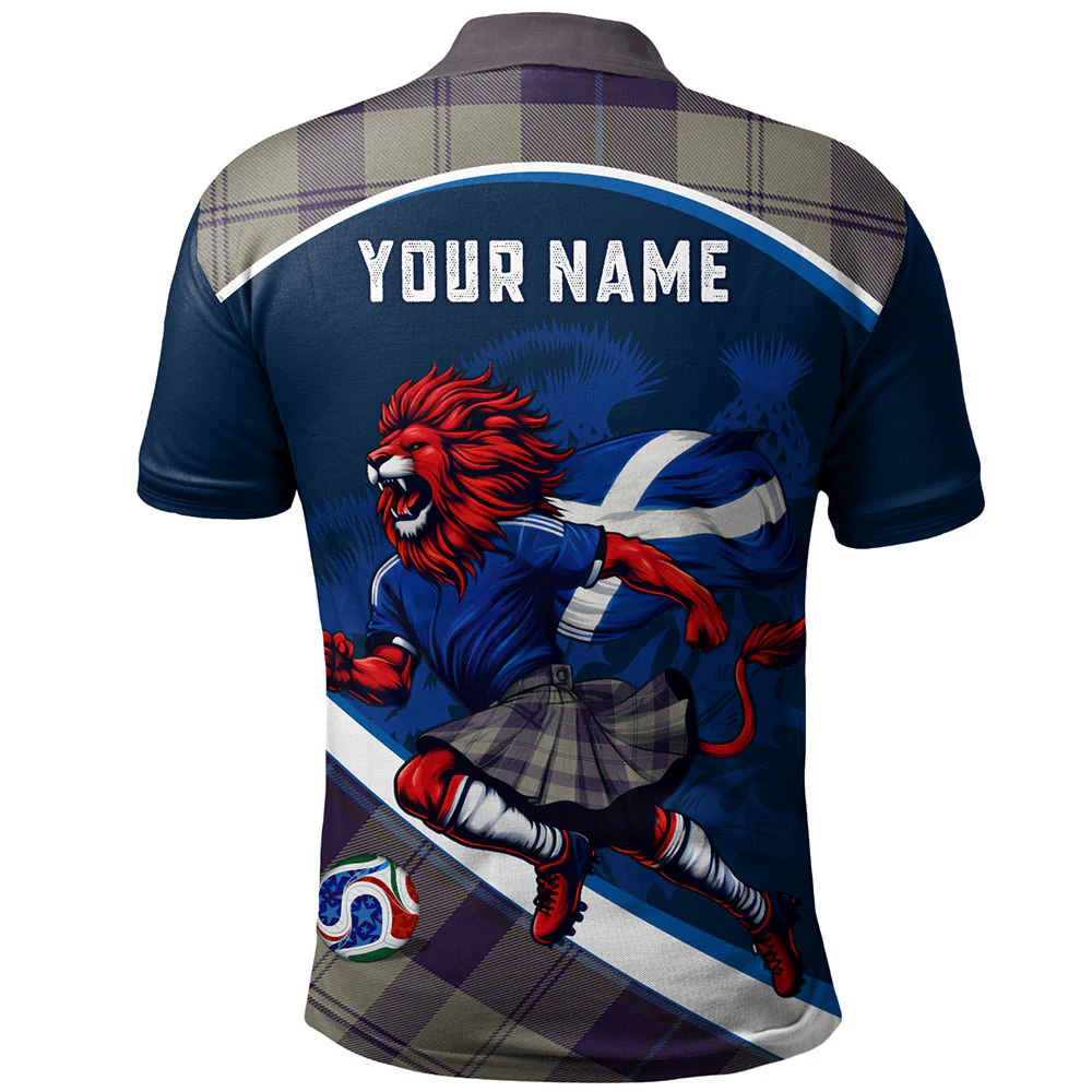Scottish Cunningham Dress Blue Dancers Clan Badge Tartan Polo Shirt Scotland Lion Brave Highland Spirit - Image 2