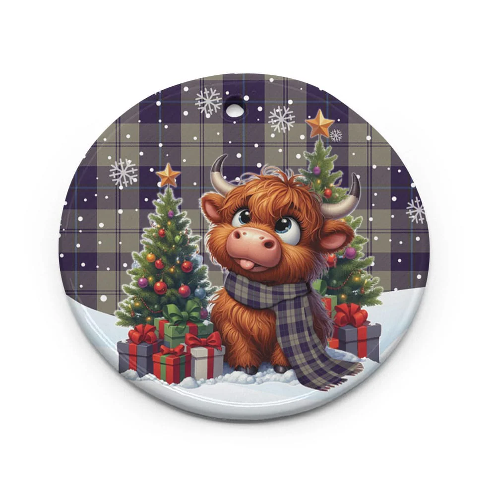 Scottish Cunningham Dress Blue Dancers Tartan Ceramic Ornament Cute Highland Cow Christmas - Image 2
