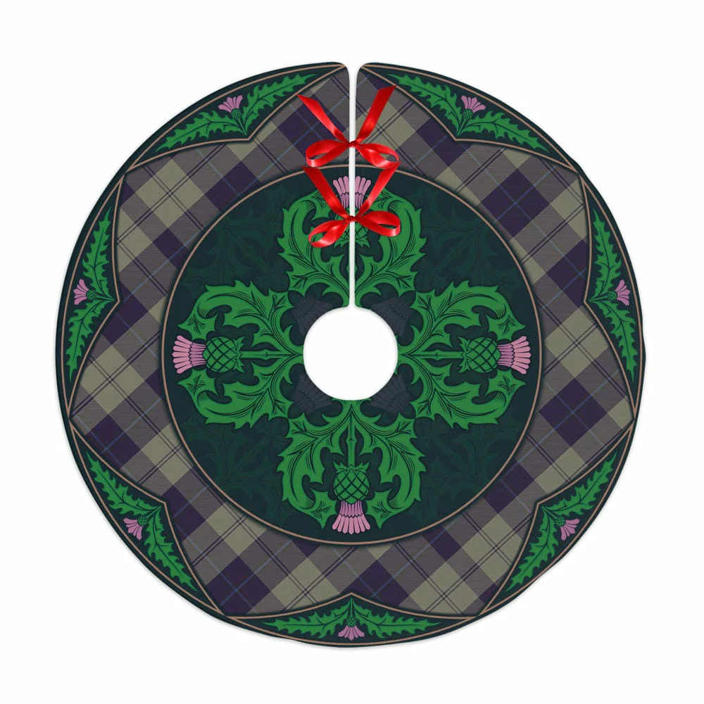Scottish Cunningham Dress Blue Dancers Tartan Christmas Tree Skirt Old Scottish Thistle Flower