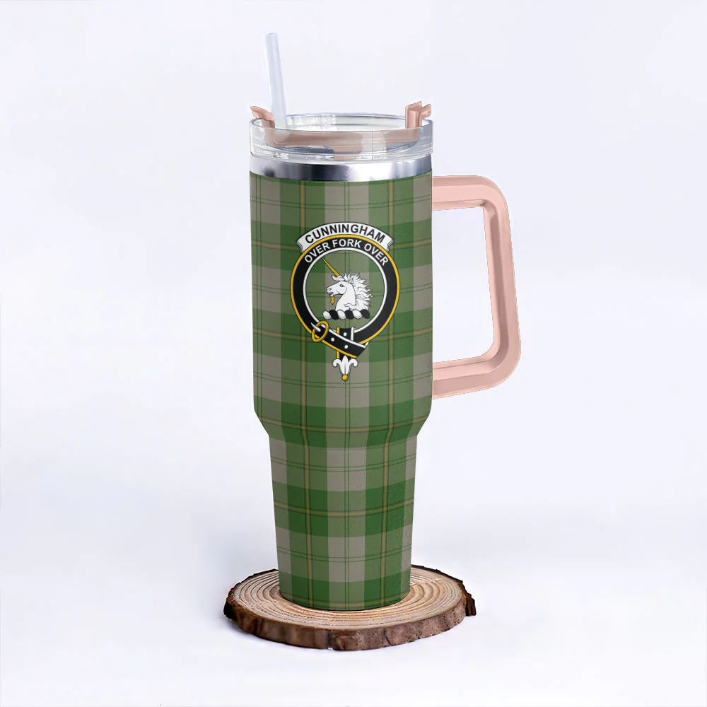 Scottish Cunningham Dress Green Dancers Clan Badge Tartan 40oz Tumbler - Image 4