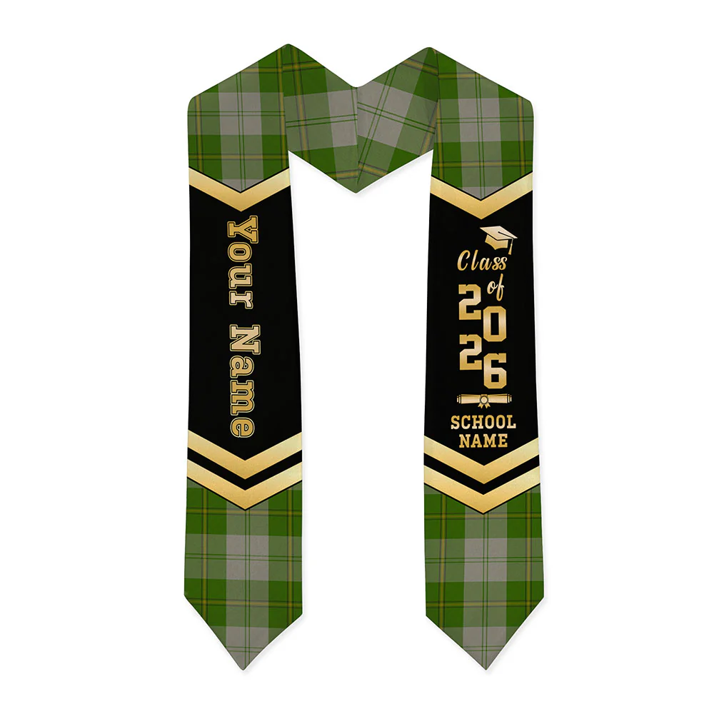 Scottish Cunningham Dress Green Dancers Clan Badge Tartan Graduation Stole Black Gold Honor - Image 3