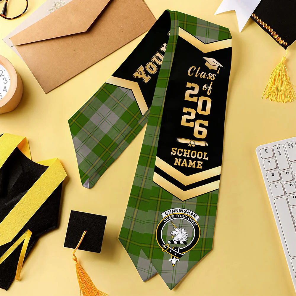 Scottish Cunningham Dress Green Dancers Clan Badge Tartan Graduation Stole Black Gold Honor - Image 4