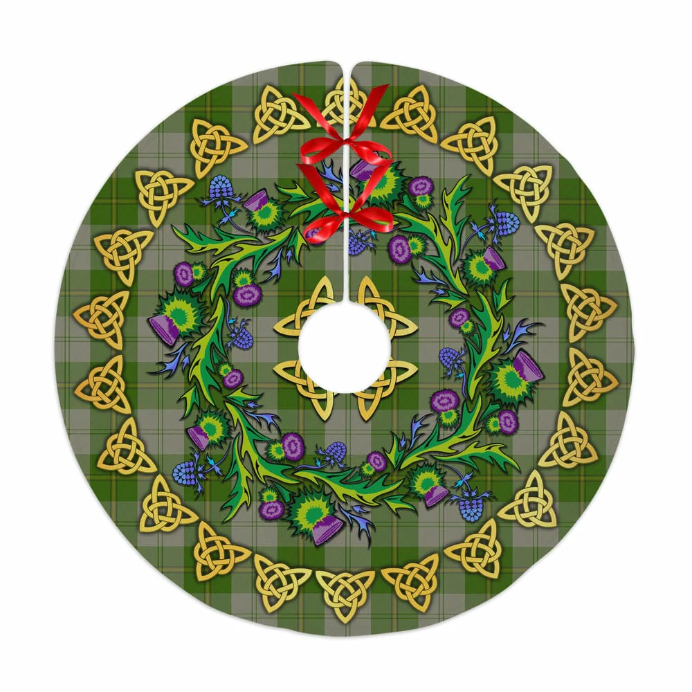 Scottish Cunningham Dress Green Dancers Tartan Thistle Celtic Knot Christmas Tree Skirt
