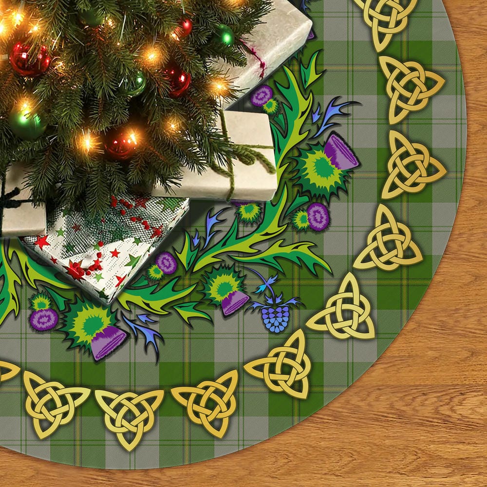 Scottish Cunningham Dress Green Dancers Tartan Thistle Celtic Knot Christmas Tree Skirt - Image 2