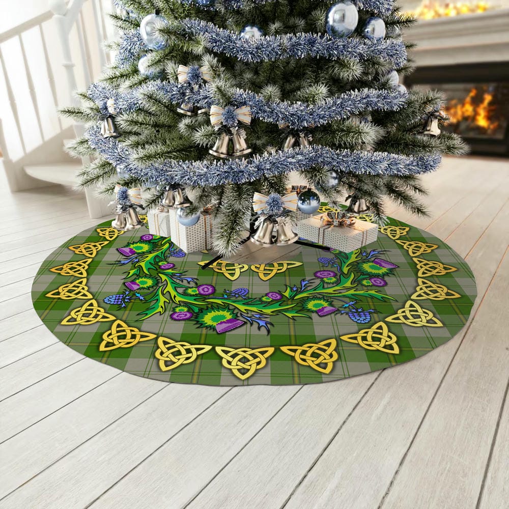 Scottish Cunningham Dress Green Dancers Tartan Thistle Celtic Knot Christmas Tree Skirt - Image 3
