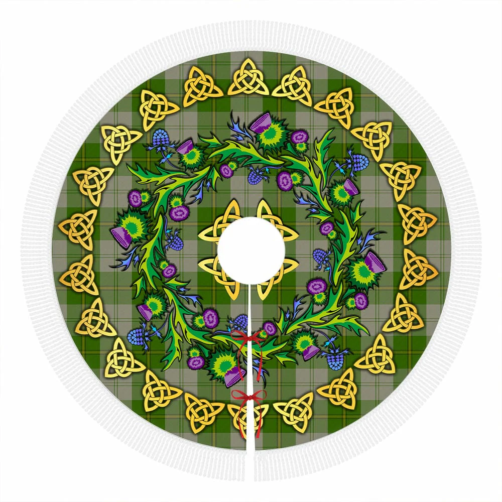 Scottish Cunningham Dress Green Dancers Tartan Thistle Celtic Knot Christmas Tree Skirt - Image 4