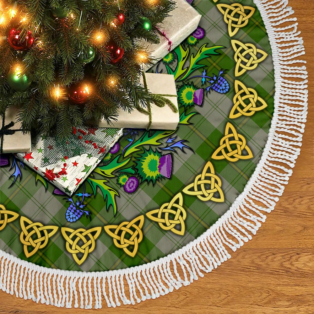 Scottish Cunningham Dress Green Dancers Tartan Thistle Celtic Knot Christmas Tree Skirt - Image 5