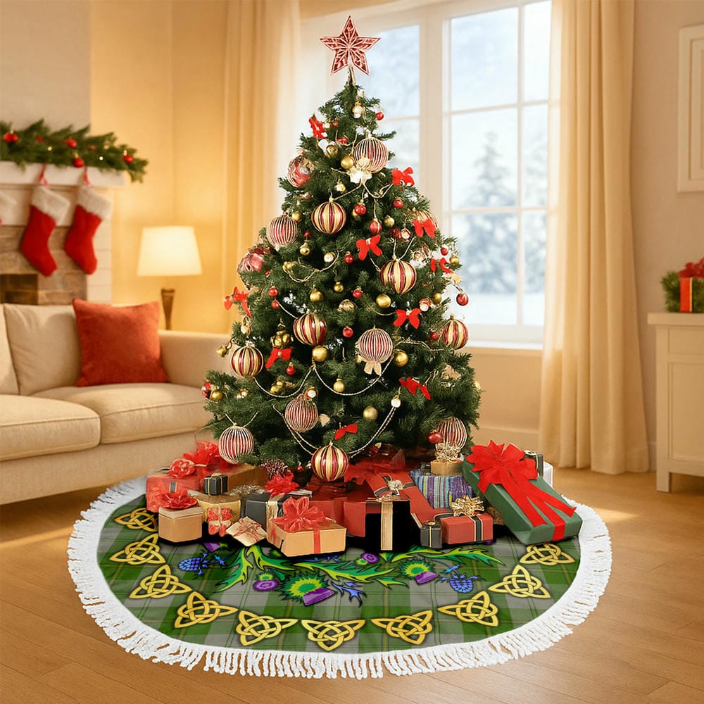 Scottish Cunningham Dress Green Dancers Tartan Thistle Celtic Knot Christmas Tree Skirt - Image 6