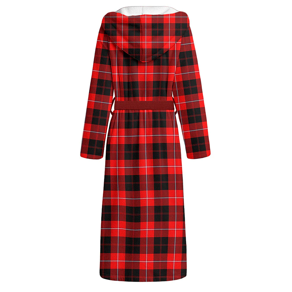 Scottish Cunningham Modern Clan Badge Tartan Flannel Hooded Bathrobe - Image 2