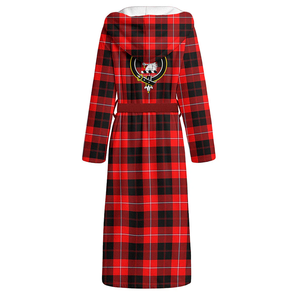 Scottish Cunningham Modern Clan Badge Tartan Flannel Hooded Bathrobe - Image 3