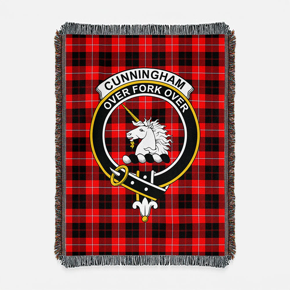 Scottish Cunningham Modern Clan Badge Tartan Woven Blanket - Image 2