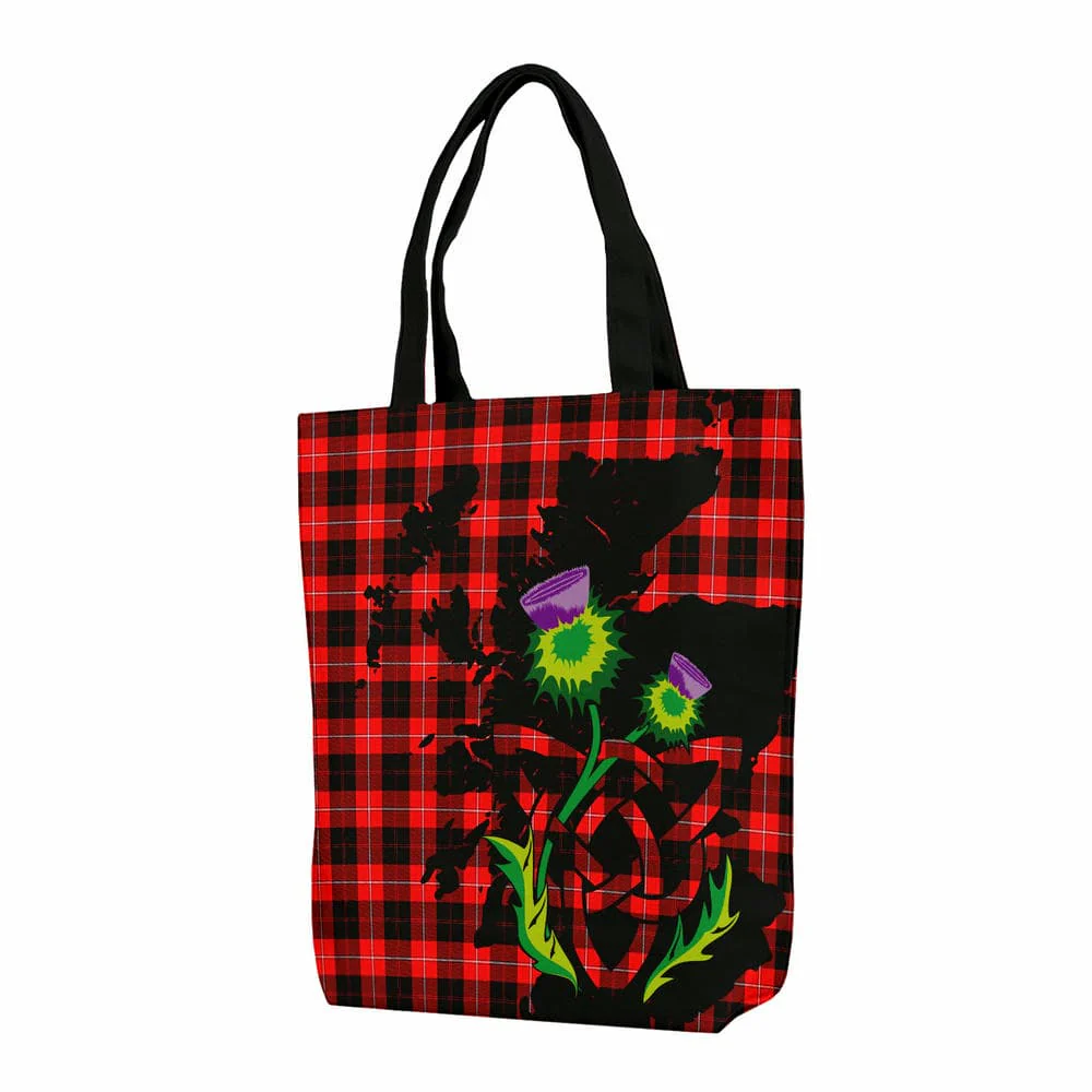 Scottish Cunningham Modern Tartan Canvas Bag With Shoulder Strap With Thistle