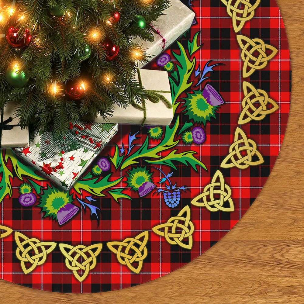 Scottish Cunningham Modern Tartan Thistle Celtic Knot Christmas Tree Skirt - Image 2
