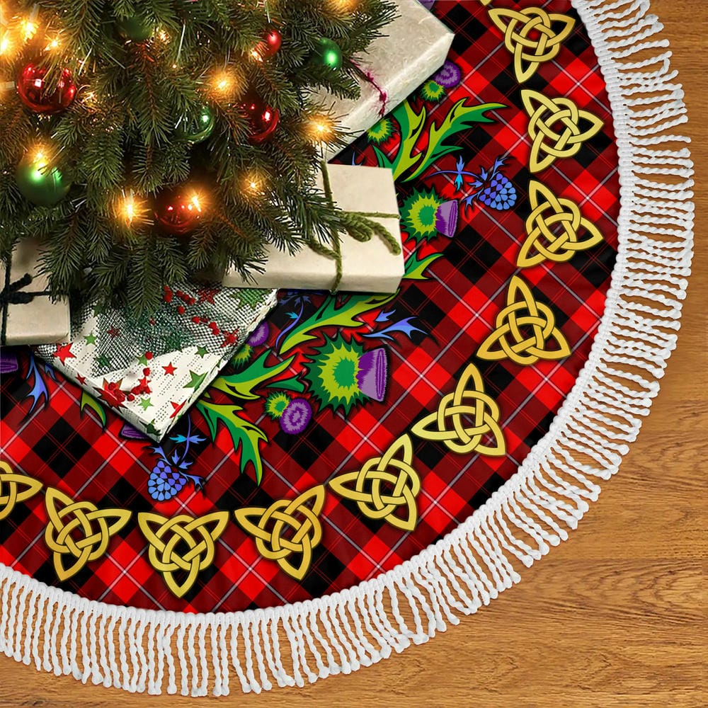 Scottish Cunningham Modern Tartan Thistle Celtic Knot Christmas Tree Skirt - Image 5