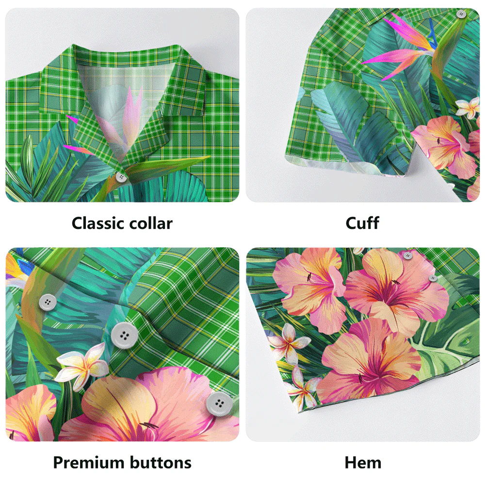 Scottish Currie Clan Badge Tartan Hawaiian Shirt Bouquet Tropical Style - Image 5