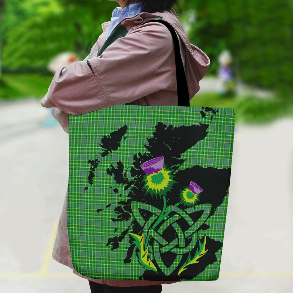 Scottish Currie Tartan Canvas Bag With Shoulder Strap With Thistle - Image 2