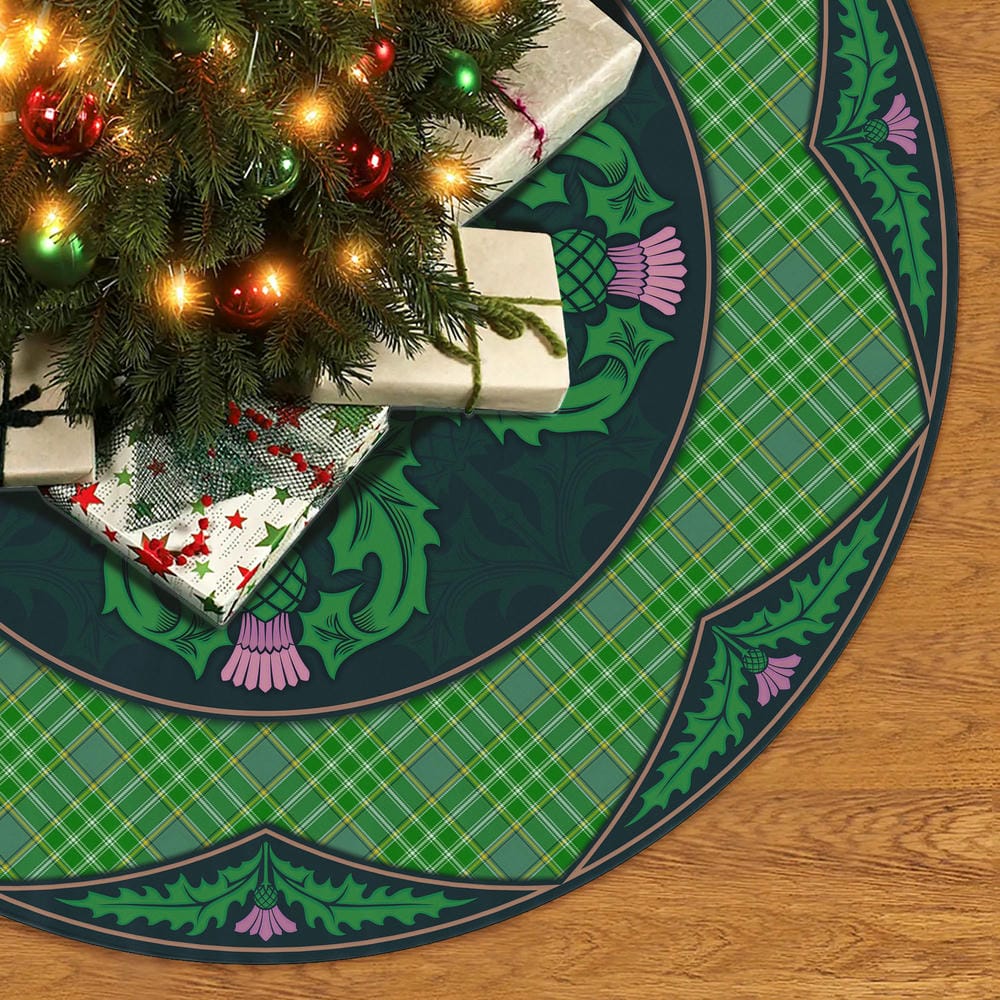Scottish Currie Tartan Christmas Tree Skirt Old Scottish Thistle Flower - Image 2