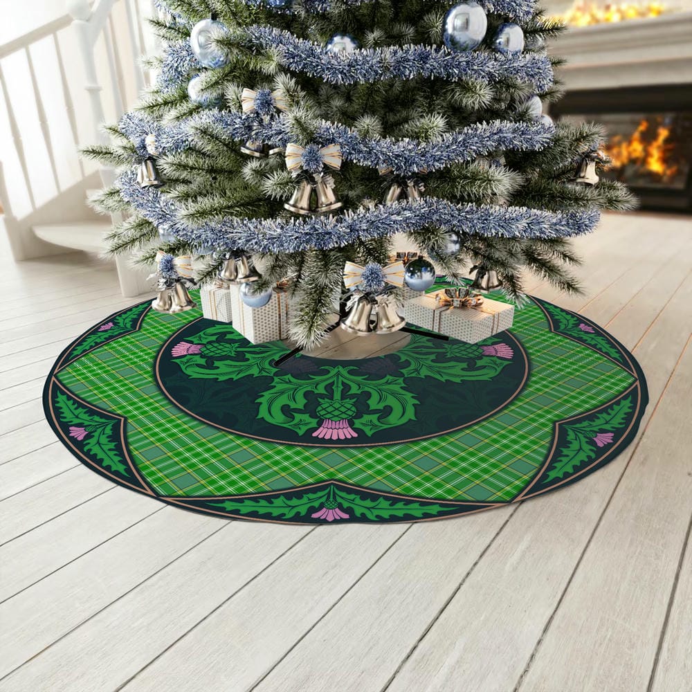Scottish Currie Tartan Christmas Tree Skirt Old Scottish Thistle Flower - Image 3