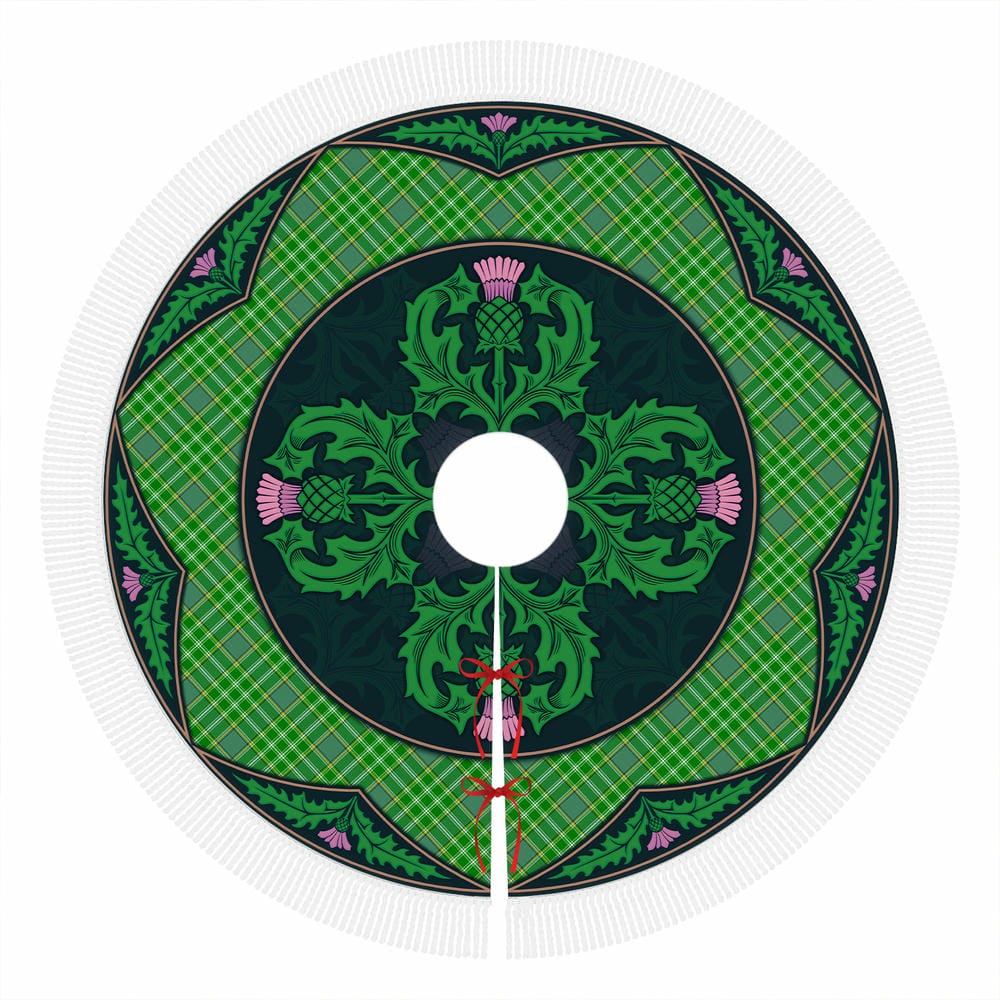 Scottish Currie Tartan Christmas Tree Skirt Old Scottish Thistle Flower - Image 4