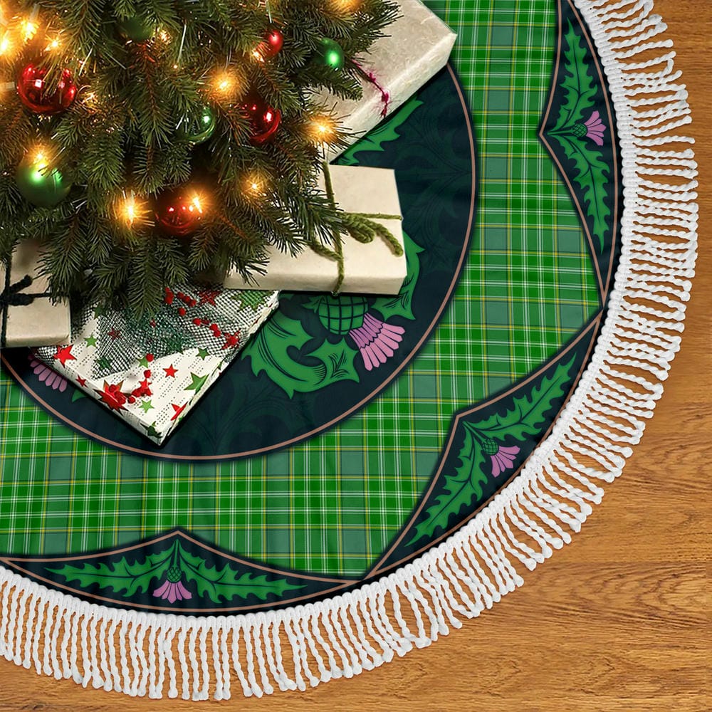 Scottish Currie Tartan Christmas Tree Skirt Old Scottish Thistle Flower - Image 5