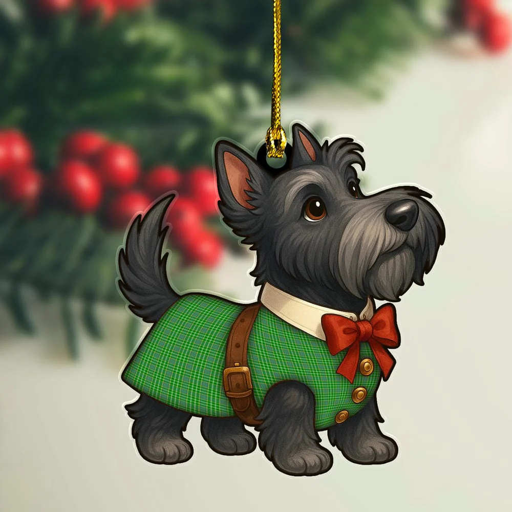 Scottish Currie Tartan Ornament Scottie Dog