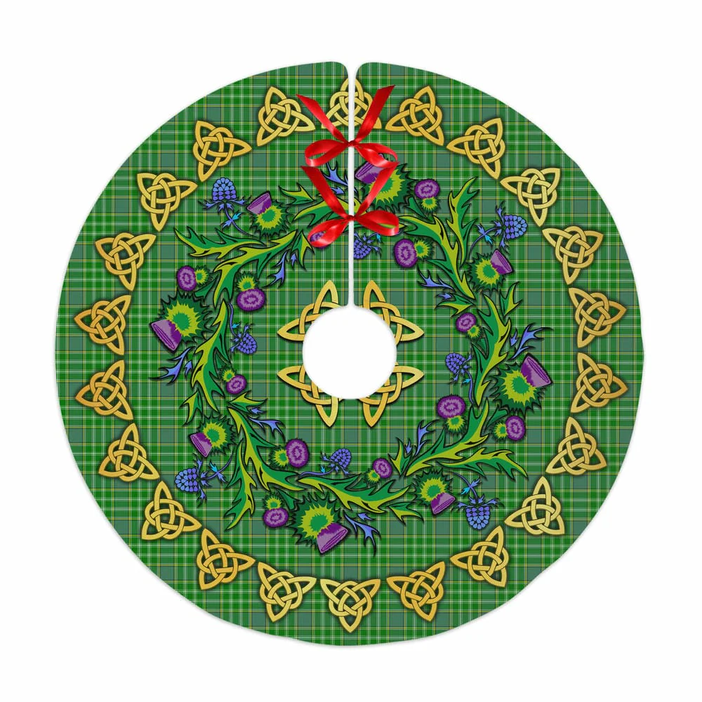 Scottish Currie Tartan Thistle Celtic Knot Christmas Tree Skirt