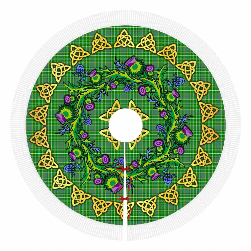 Scottish Currie Tartan Thistle Celtic Knot Christmas Tree Skirt - Image 4