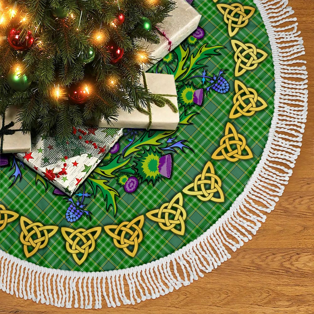 Scottish Currie Tartan Thistle Celtic Knot Christmas Tree Skirt - Image 5