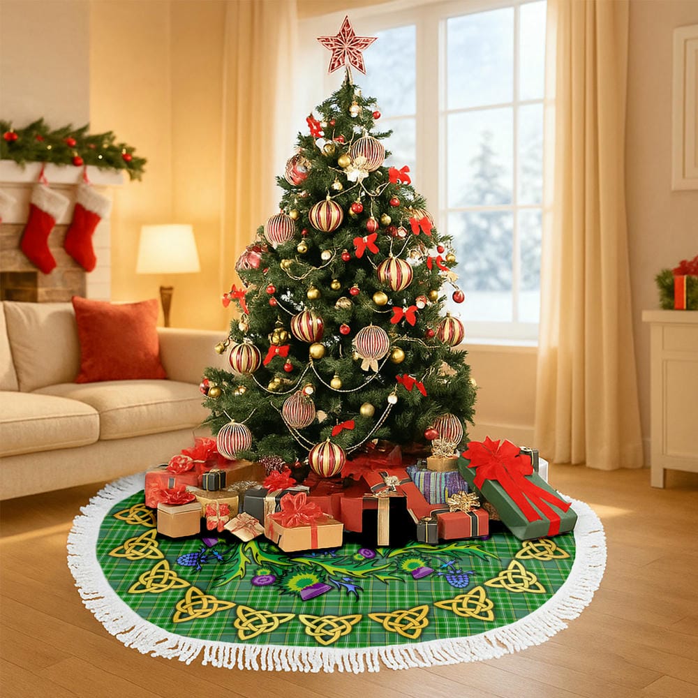 Scottish Currie Tartan Thistle Celtic Knot Christmas Tree Skirt - Image 6