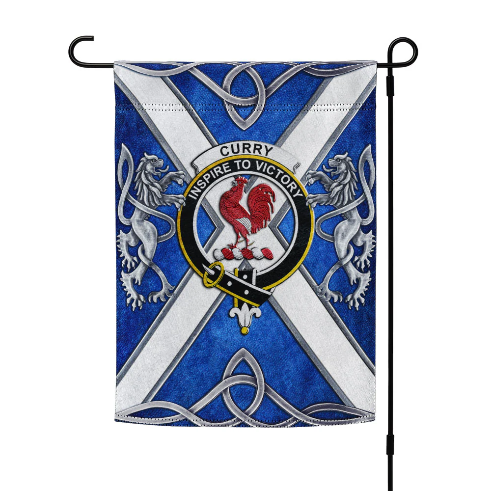 Scottish Curry Clan Badge Garden Flag Silver Rampant Lion Emblem