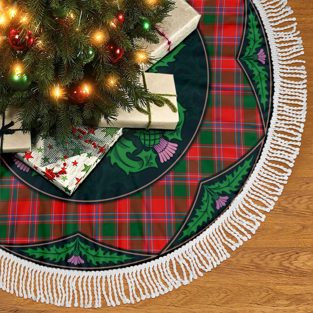 Scottish Dalziel Modern Tartan Christmas Tree Skirt Old Scottish Thistle Flower - Image 5