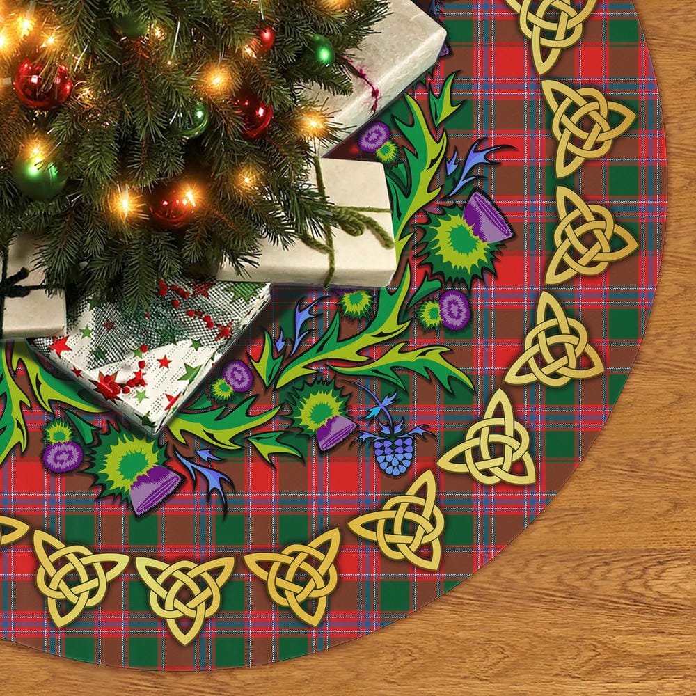 Scottish Dalziel Modern Tartan Thistle Celtic Knot Christmas Tree Skirt - Image 2