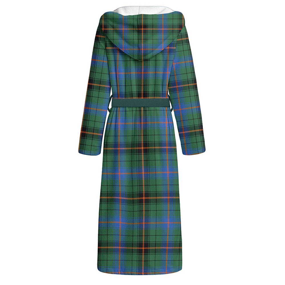 Scottish Davidson Ancient Clan Badge Tartan Flannel Hooded Bathrobe - Image 2