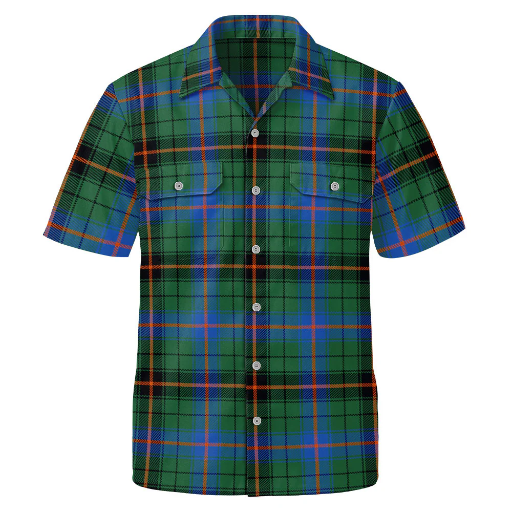 Scottish Davidson Ancient Clan Badge Tartan Short Sleeve Work Shirt