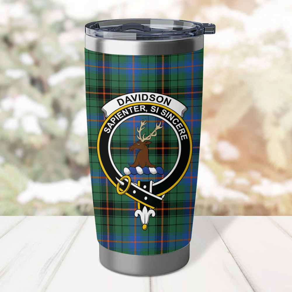 Scottish Davidson Ancient Clan Badge Tartan Tumbler - Image 2