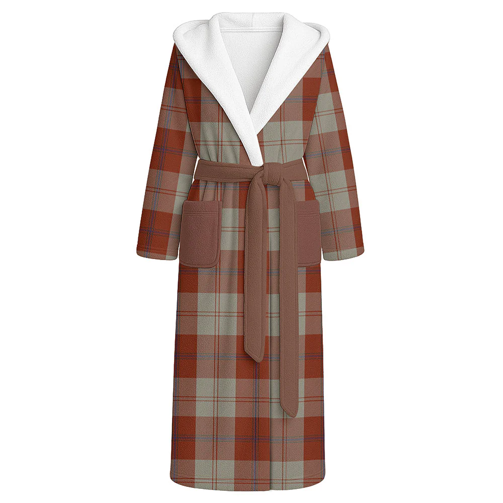 Scottish Davidson Dress Dancers Clan Badge Tartan Flannel Hooded Bathrobe