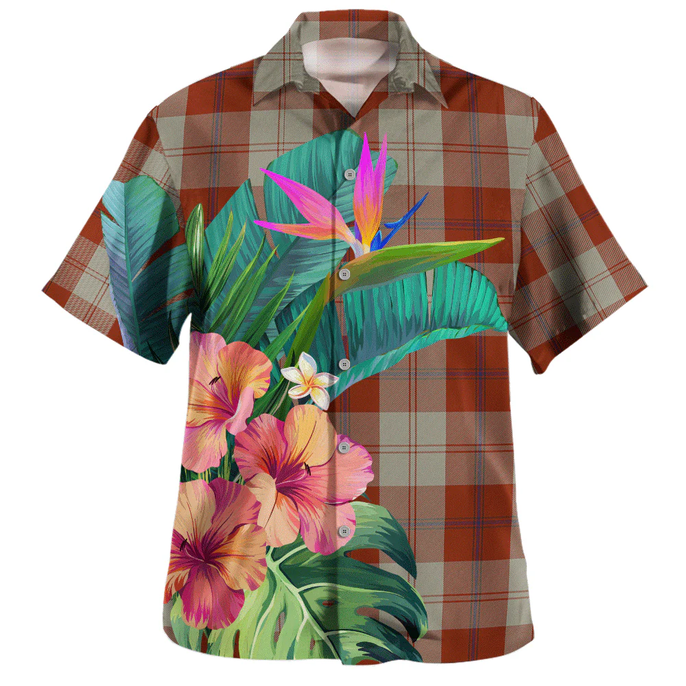 Scottish Davidson Dress Dancers Clan Badge Tartan Hawaiian Shirt Bouquet Tropical Style - Image 2