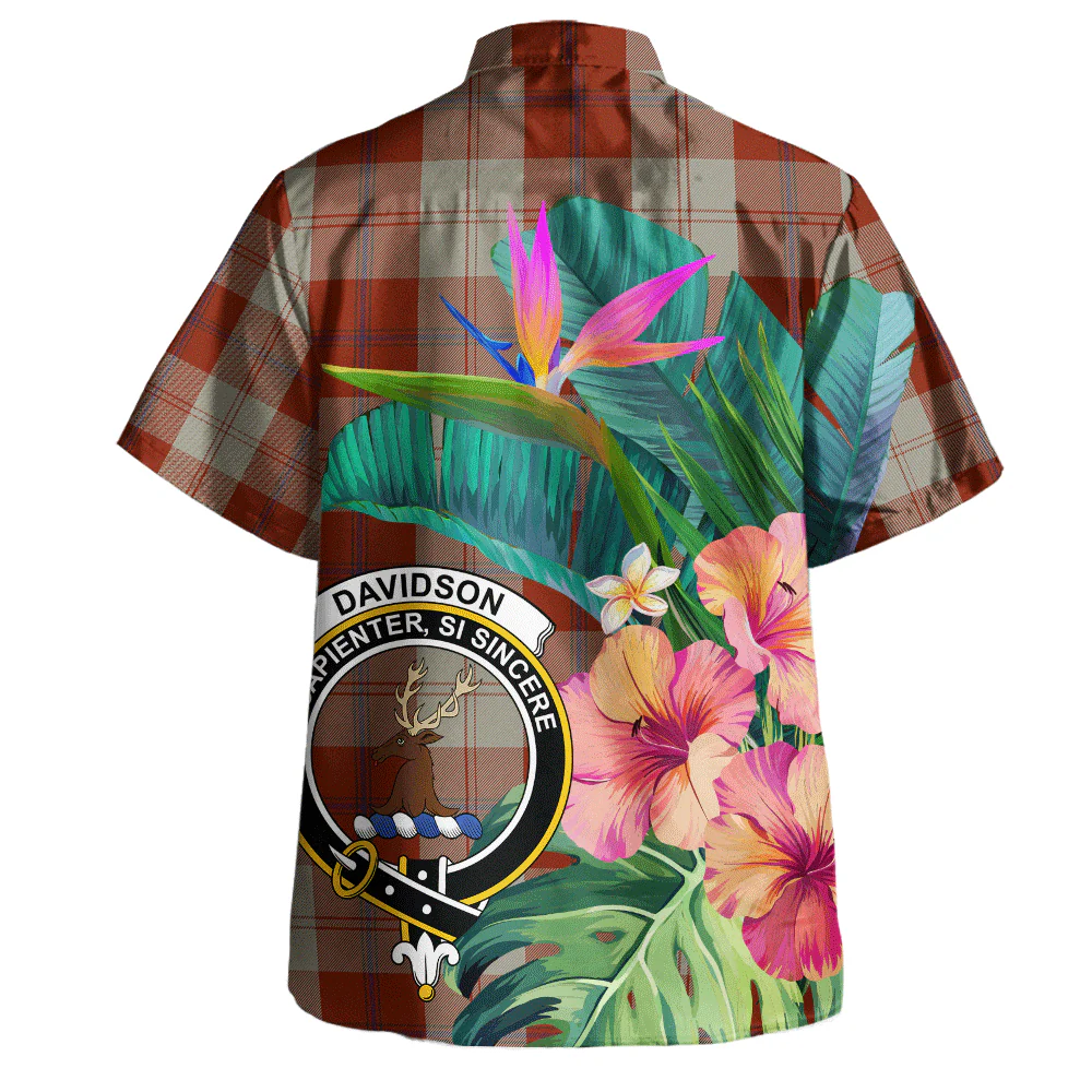 Scottish Davidson Dress Dancers Clan Badge Tartan Hawaiian Shirt Bouquet Tropical Style - Image 3