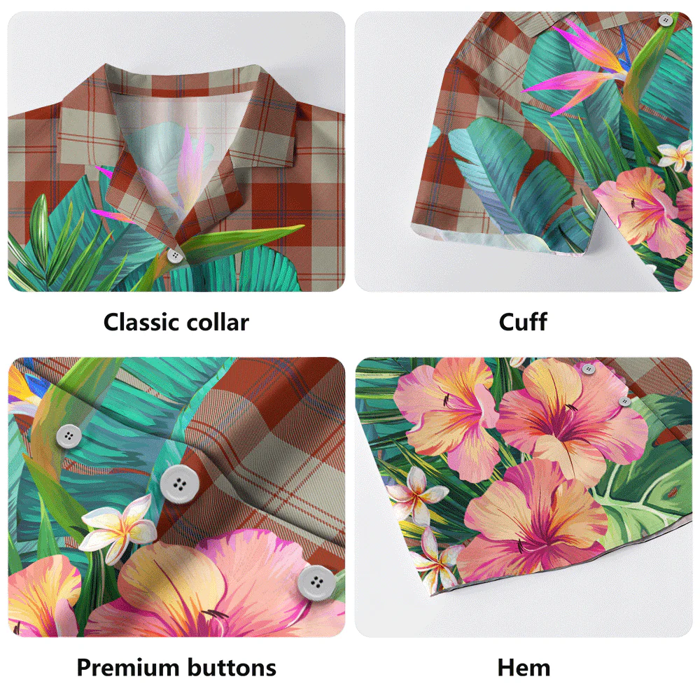 Scottish Davidson Dress Dancers Clan Badge Tartan Hawaiian Shirt Bouquet Tropical Style - Image 5