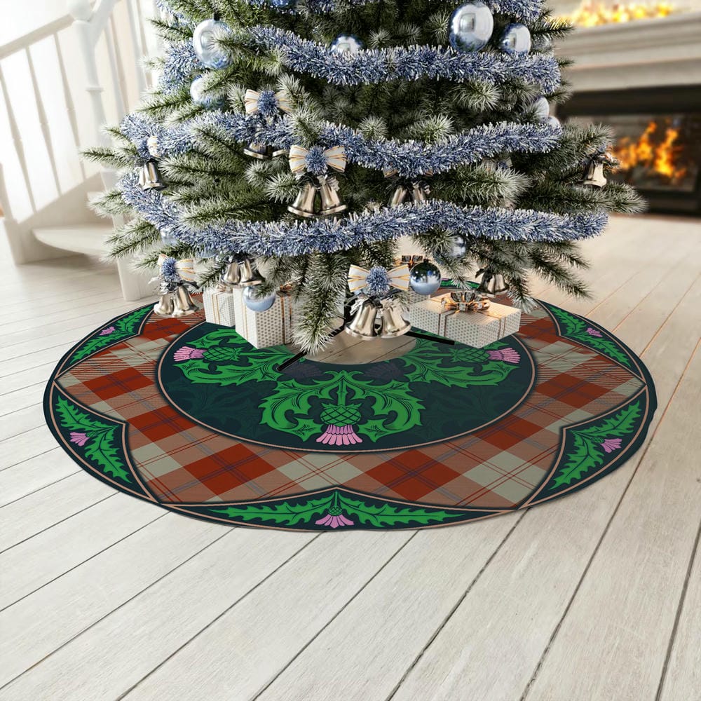Scottish Davidson Dress Dancers Tartan Christmas Tree Skirt Old Scottish Thistle Flower - Image 3