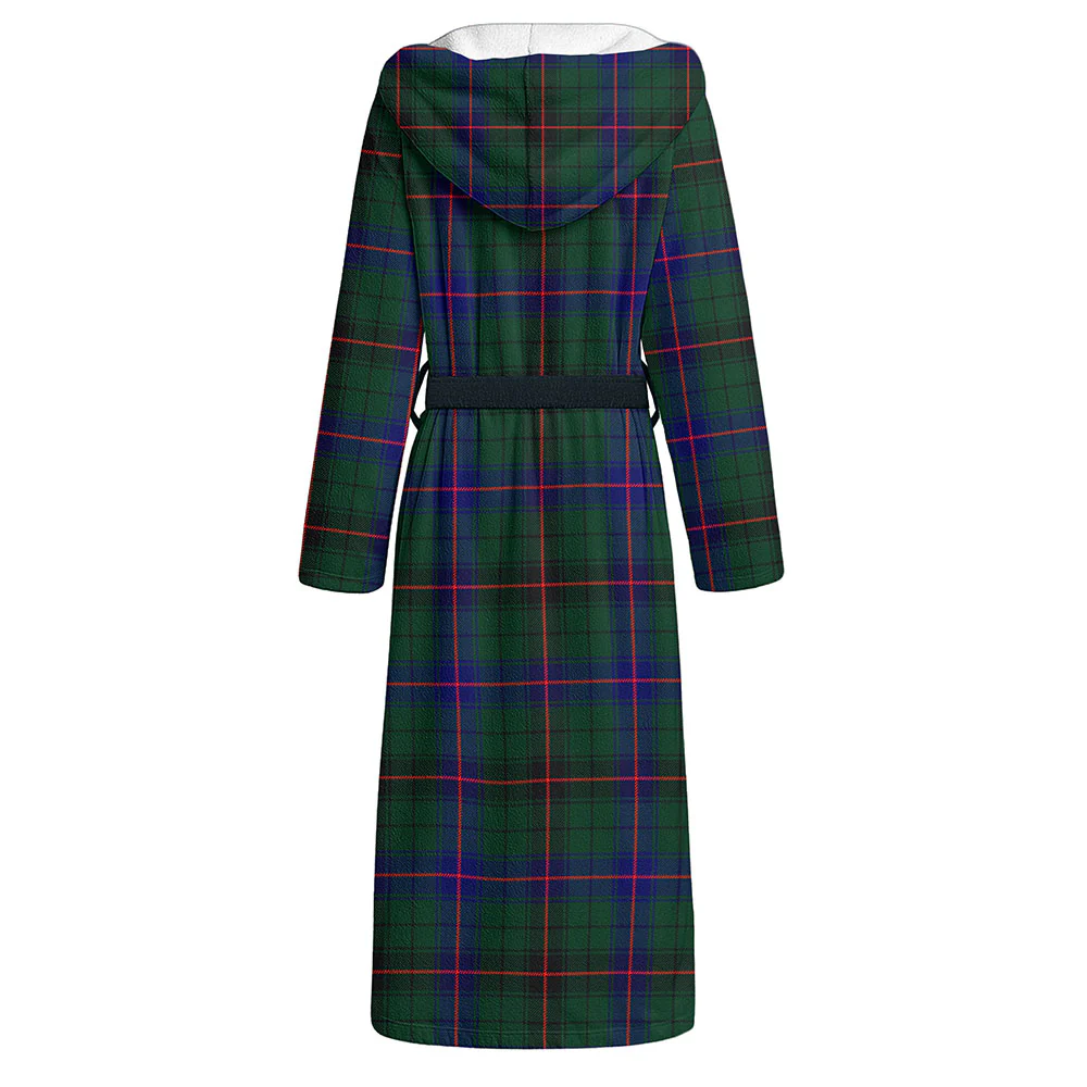Scottish Davidson Modern Clan Badge Tartan Flannel Hooded Bathrobe - Image 2